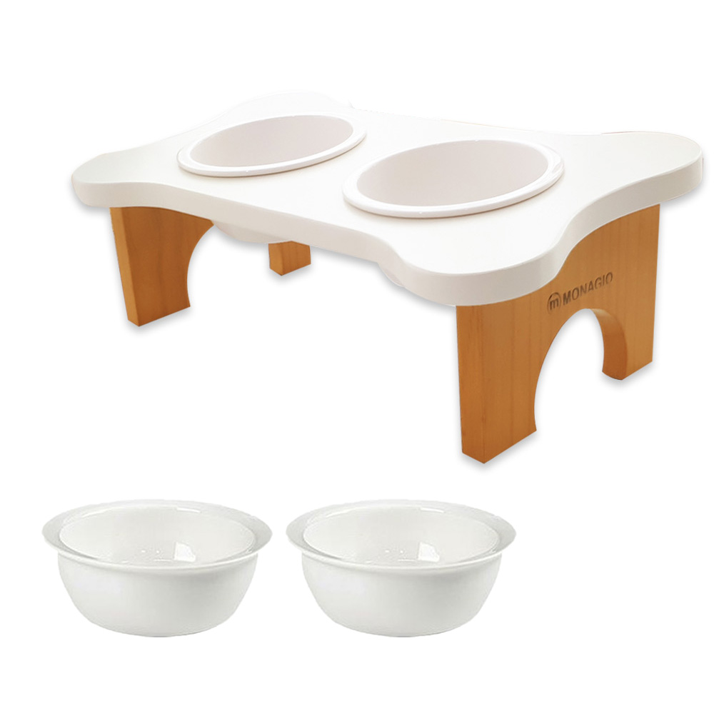 모나지오 뷰티 반려동물 원목식기 2구 + 도자기 4p 19,800원