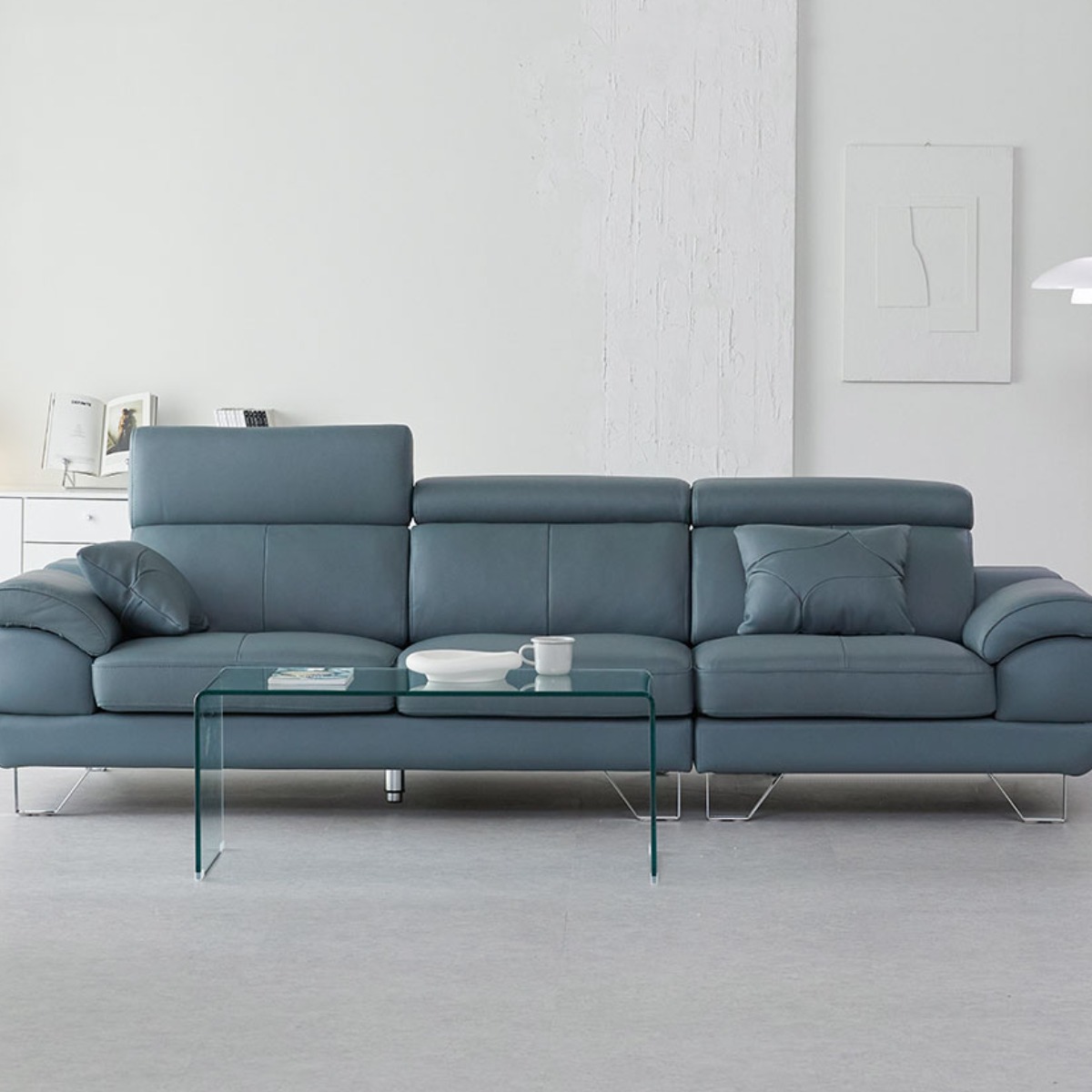 장인가구 베스테 천연면피 가죽 4인 소파 529,000원