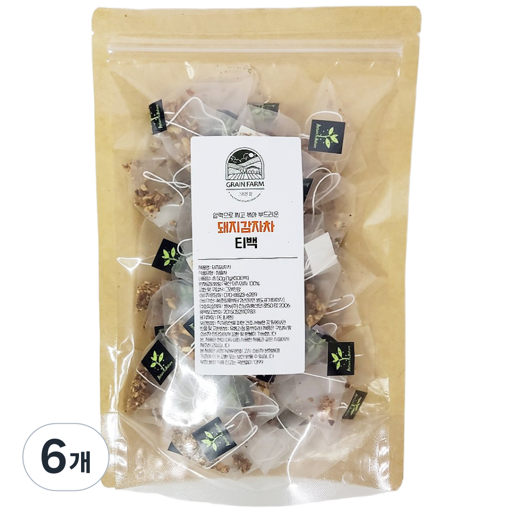 그레인팜 국산 돼지감자차티백 압력으로 찌고 볶은 돼지감자차100%, 6개, 50개입, 1g 55,860원