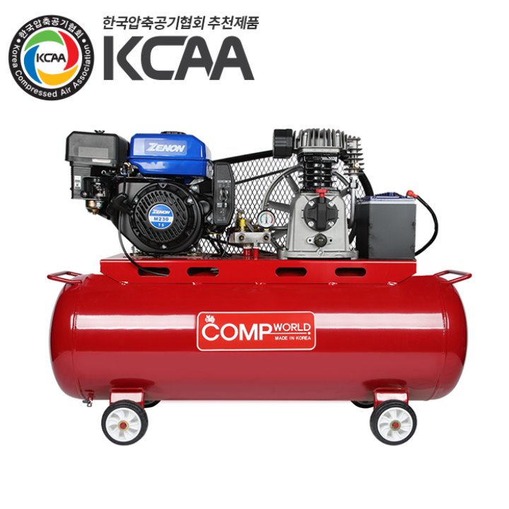 콤프월드 CWFE113Z-200 휘발유 콤프레샤 자동시동 엔진 제논 7.5마력 펌프 5마력 탱크용량 200리터 철탱크 2,164,500원