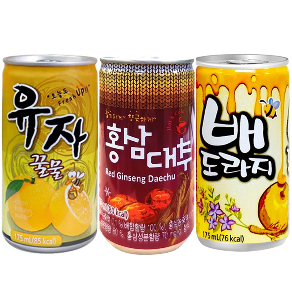 Yotta 유자꿀물 홍삼대추 배도라지 일화 30캔씩 미니캔음료 업소용음료수 차음료, 90개, 175ml 39,800원