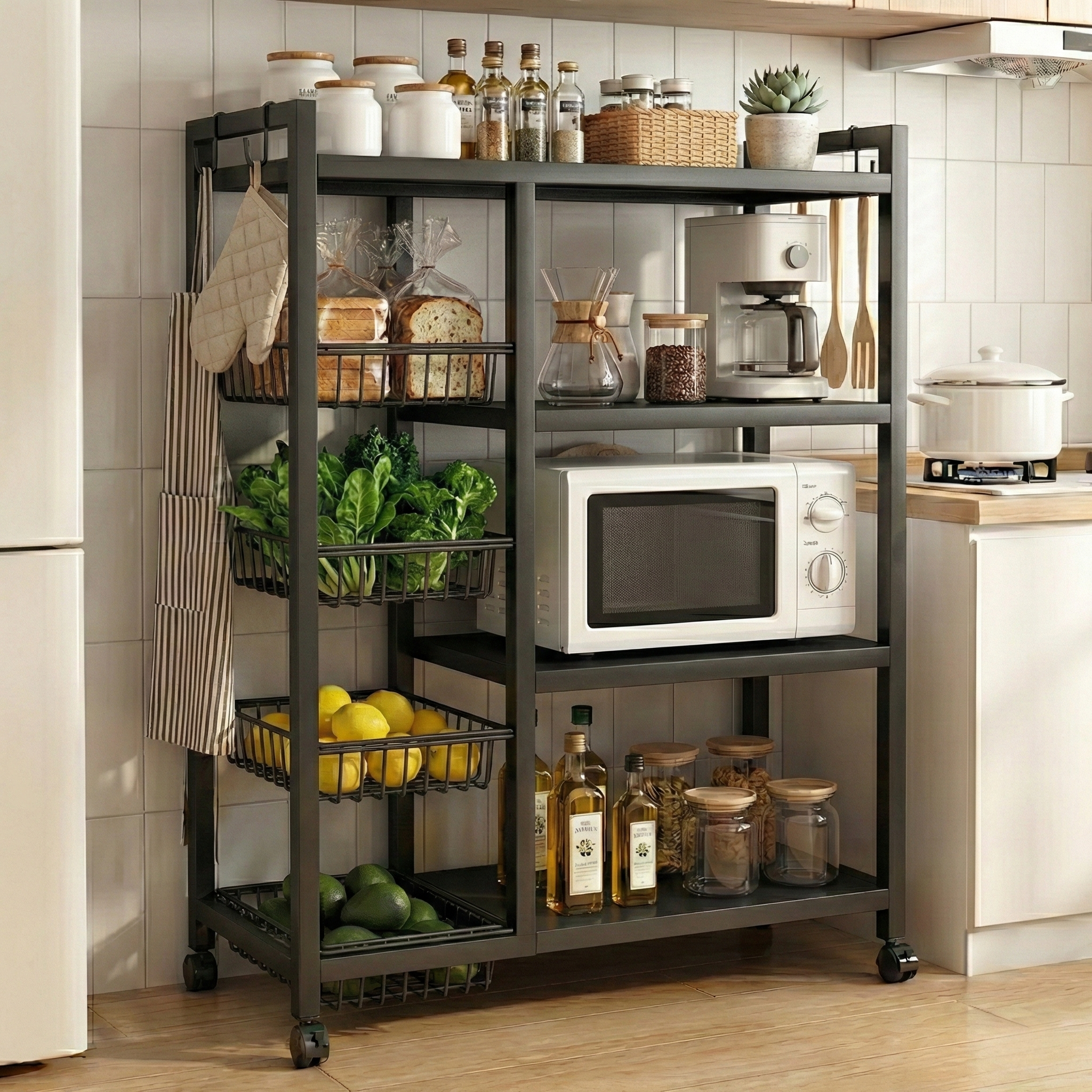 CUBBYCASE 이동식 철제 주방 수납 선반 전자레인지 다층 가정용 정리 선반 42,000원