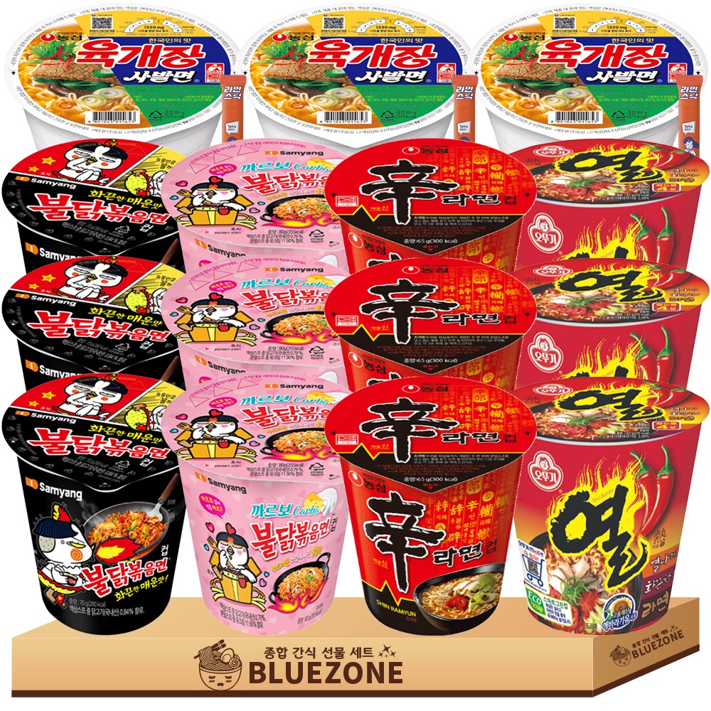 오뚜기 농심 삼양 소컵라면 세트 불닭볶음면3 까르보불닭3 열라면3 신라면3 육개장3 라면스틱3, 18개 27,700원