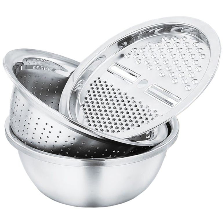 [한정 특가] 스텐 올인원 채칼 타공볼 믹싱볼 3종 세트 (채칼+26cm 타공볼+26cm 믹싱볼), 에스트 올인원 채칼&타공볼 3종세트, 1개 10,800원