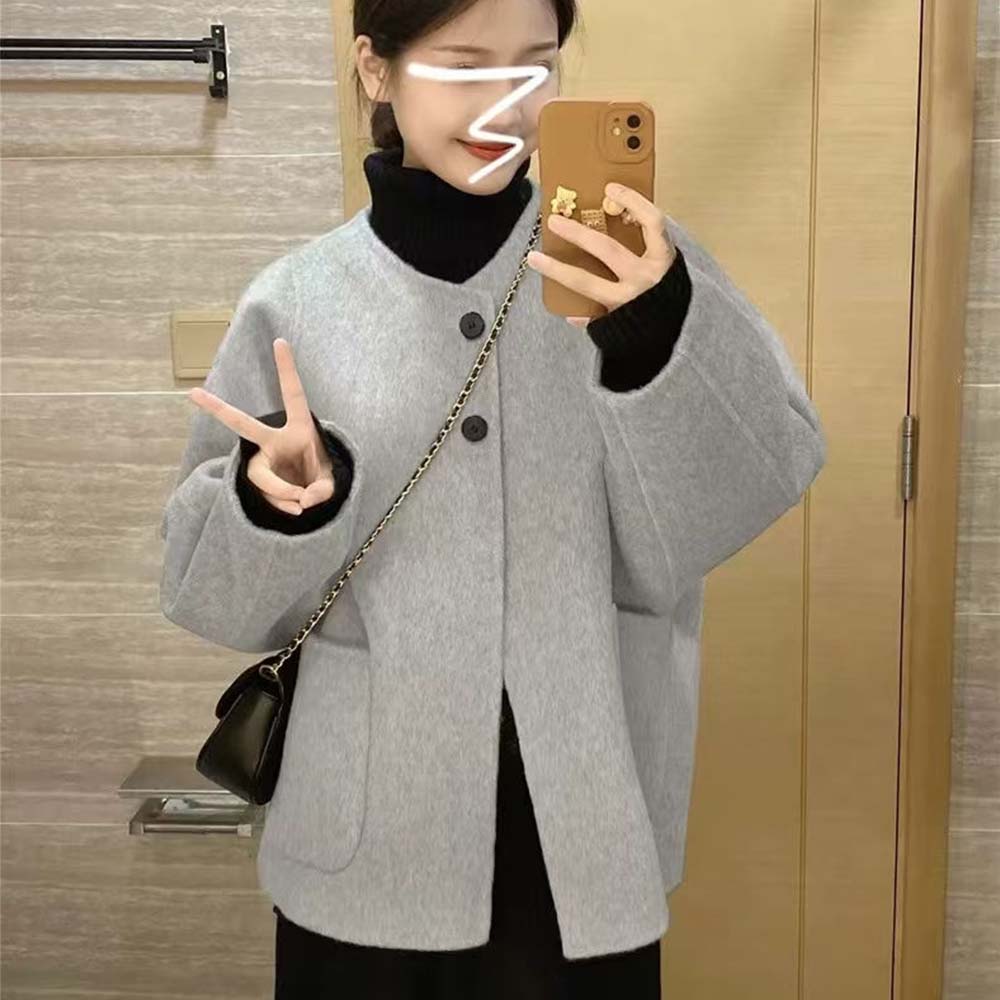 TKX 코트 여성용 심플 라운드넥 싱글 버튼 숏 울자켓 가을 겨울 캐주얼 하객룩 KN89 21,330원