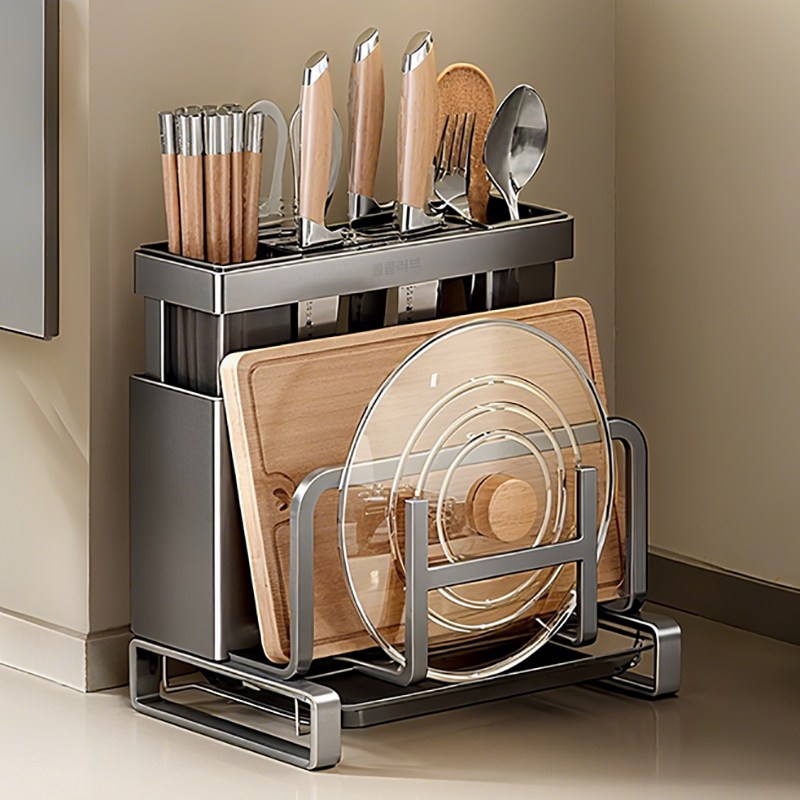 콜콜러브 올인원 주방 칼꽂이 물빠짐 수저통 4 in 1 도마 거치대 조리도구 정리함 18,500원