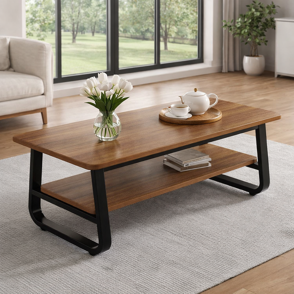 현대적인 다용도 거실 테이블 낮은 찻상 수납형 사각 간편 티 테이블, 진갈색 280,600원