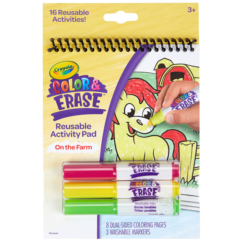 크레욜라 컬러 앤 이레이지 패드 워셔블마커 3색 포함 유아 마커 컬러링북, 온더 팜(빨강/노랑/초록), 1개 10,400원