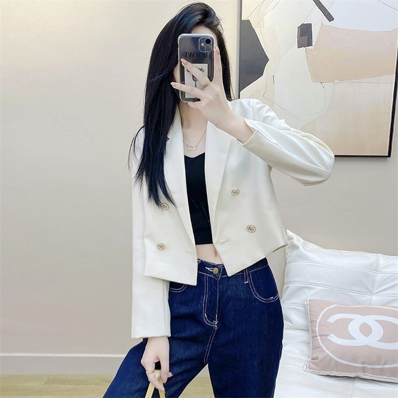 TKX 여성 봄 가을 짧은 더블 버튼 블레이저 슬림핏 정장 오피스 캐주얼 자켓 K71 17,550원