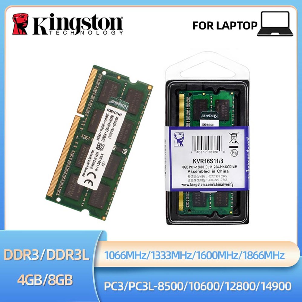 Kingston 노트북 Ram DDR3 DDR3L 8GB 4GB 1066Mhz 1333Mhz 1600Mhz 1866Mhz SODIMM PC3-8500 10600 12800 26,400원