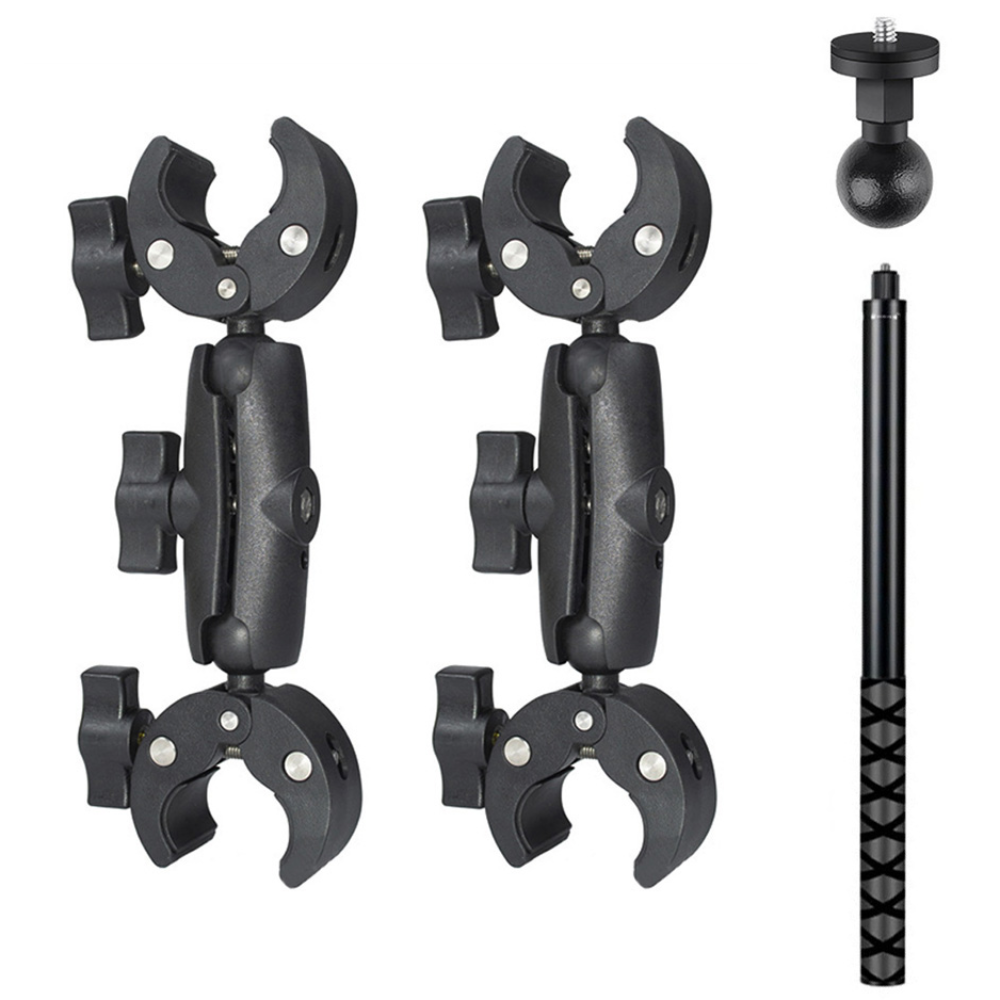 인스타360 액션캠 모터바이크 최장 2m 설치 셀피스틱 클램프 세트 X5 X4 자전거 오토바이, 단일색상, 1개 73,000원