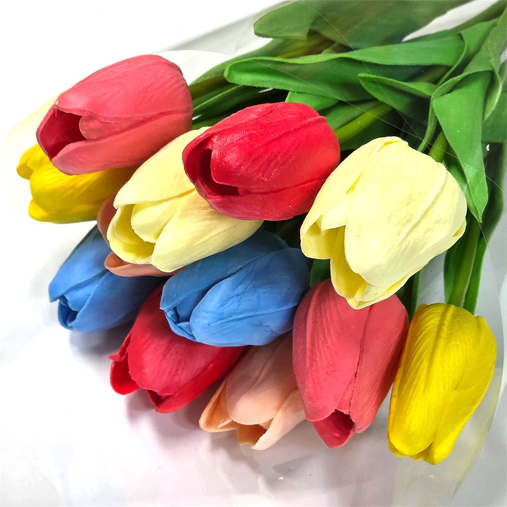 봄 인테리어 튤립 조화 6색 컬러 혼합 12송이 세트, 노랑, 1개 14,800원