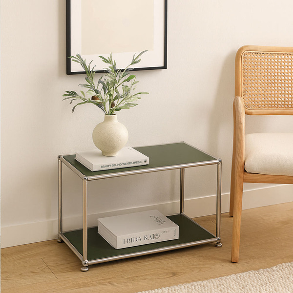 에프룸 미드센츄리 DIY 모듈선반 수납장 모듈 협탁, 올리브그린, 2단 110,600원