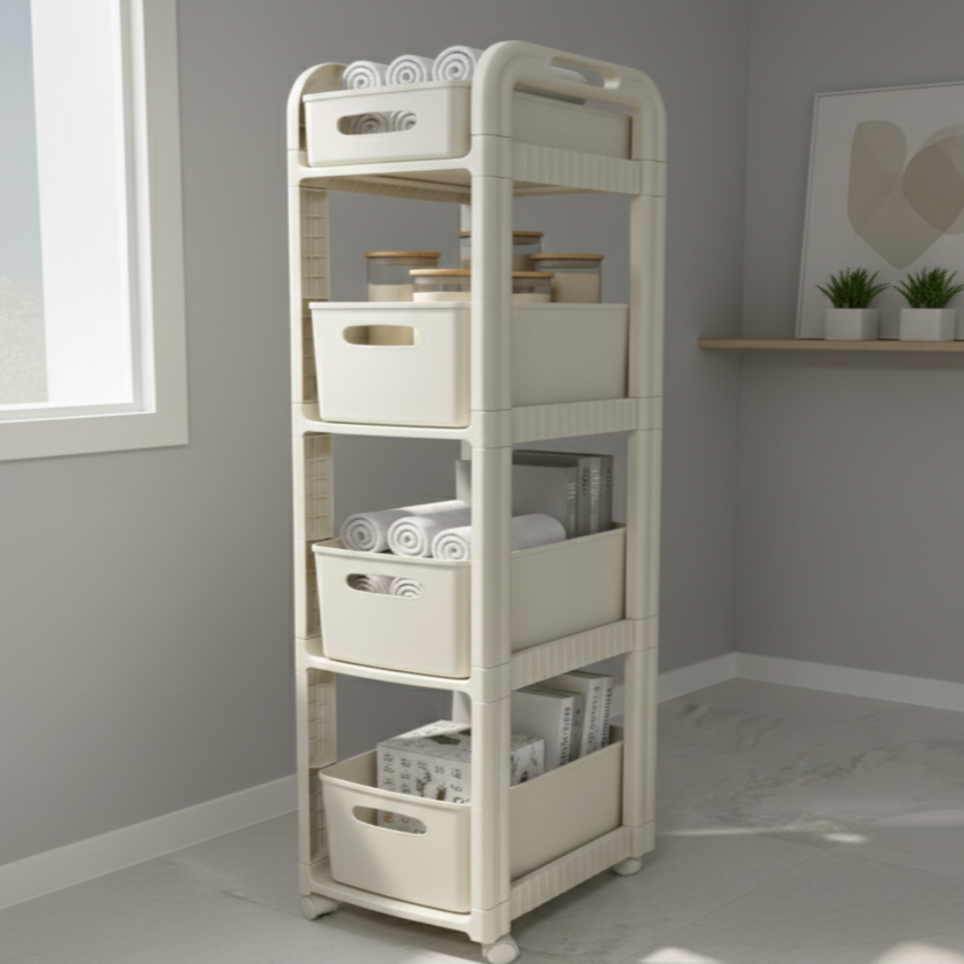 Songie 미니멀 이동식 슬림 트롤리, 화이트, 4단 30,000원