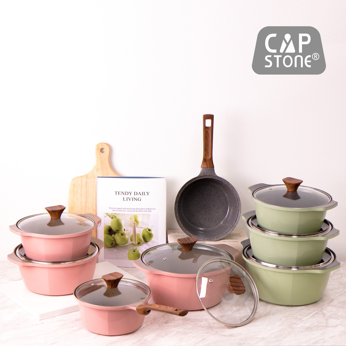 캡스톤 글램레트로 냄비세트 4종 편수18cm+양수20cm + 22cm +24cm 올리브 가스용 냄비추천 69,900원