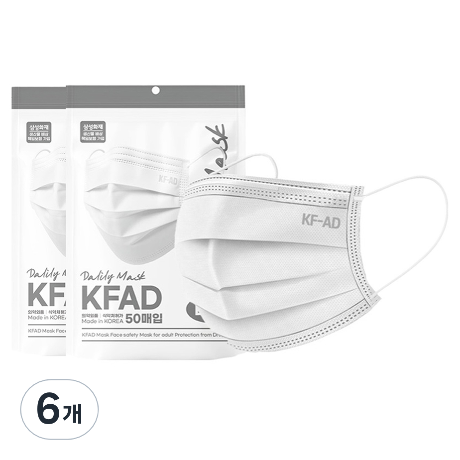 가드데이 비말차단 덴탈 일회용 마스크 대형 KF-AD, 50개입, 6개, 흰색 17,970원