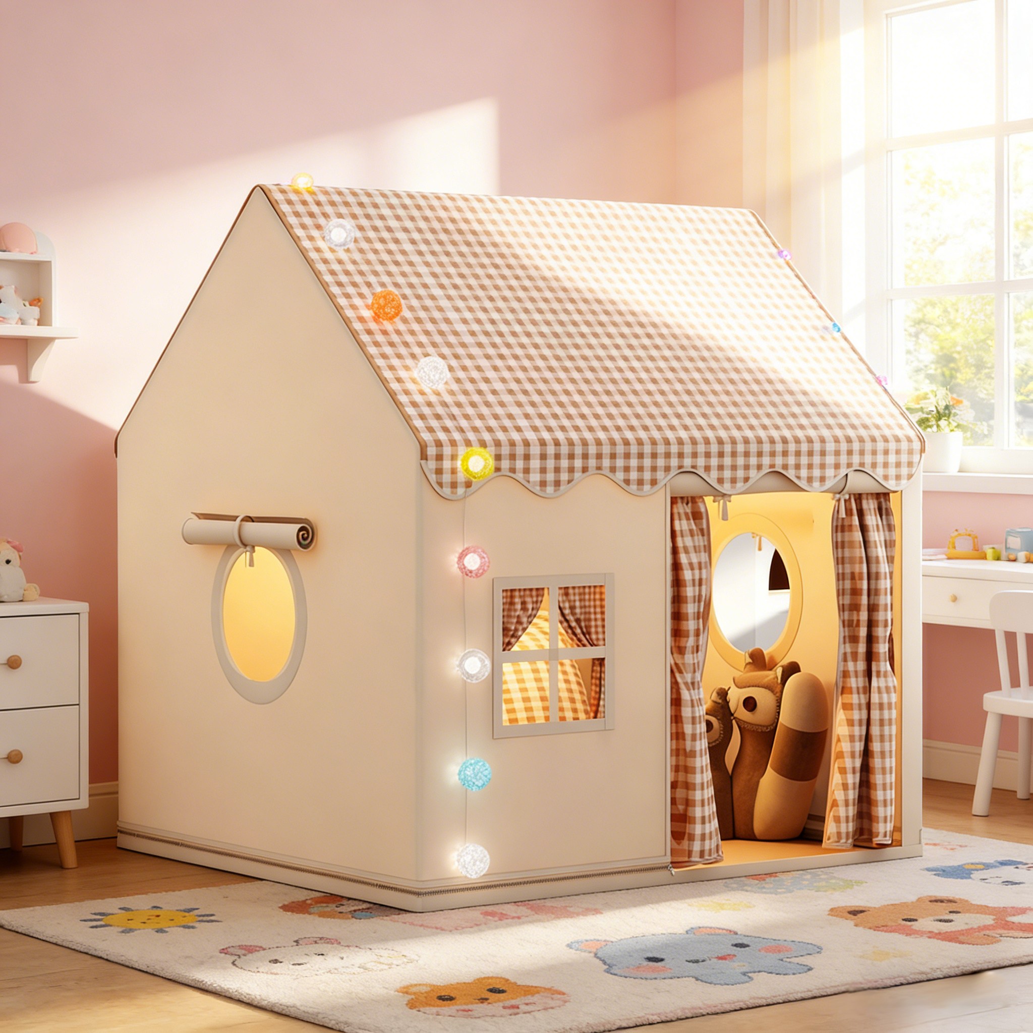 2025년 신상 어린이 텐트 어린이 접이식 플레이텐트 공주성 아기놀이집 유아용 장난감 하우스 폴리폴 텐트 실내 놀이용 대형 텐트, 카키, 1개 88,000원