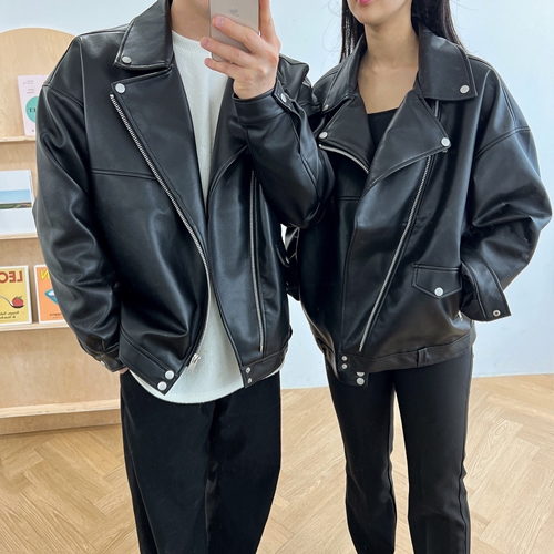 브랜드두 싱글 라이더자켓 커플자켓 오버핏 가죽자켓 레더 59,900원