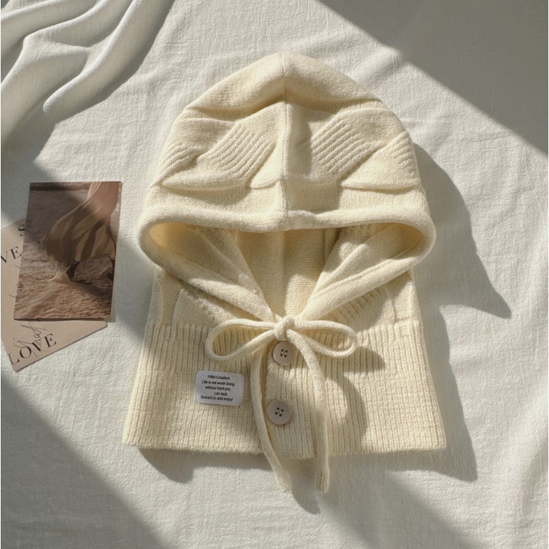 일상가 고급형 와이드핏 포근한 꽈배기 울 니트 남녀공용 바라클라바 후드 워머 넥워머 30,000원