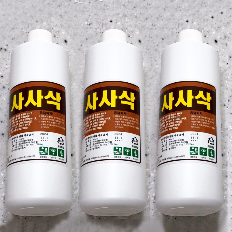 [최근생산] 국산 사사삭 1L 욕실 타일 줄눈 요석제거제 칫솔+ 용량조절 온오프캡 1개 + 장갑 26,900원