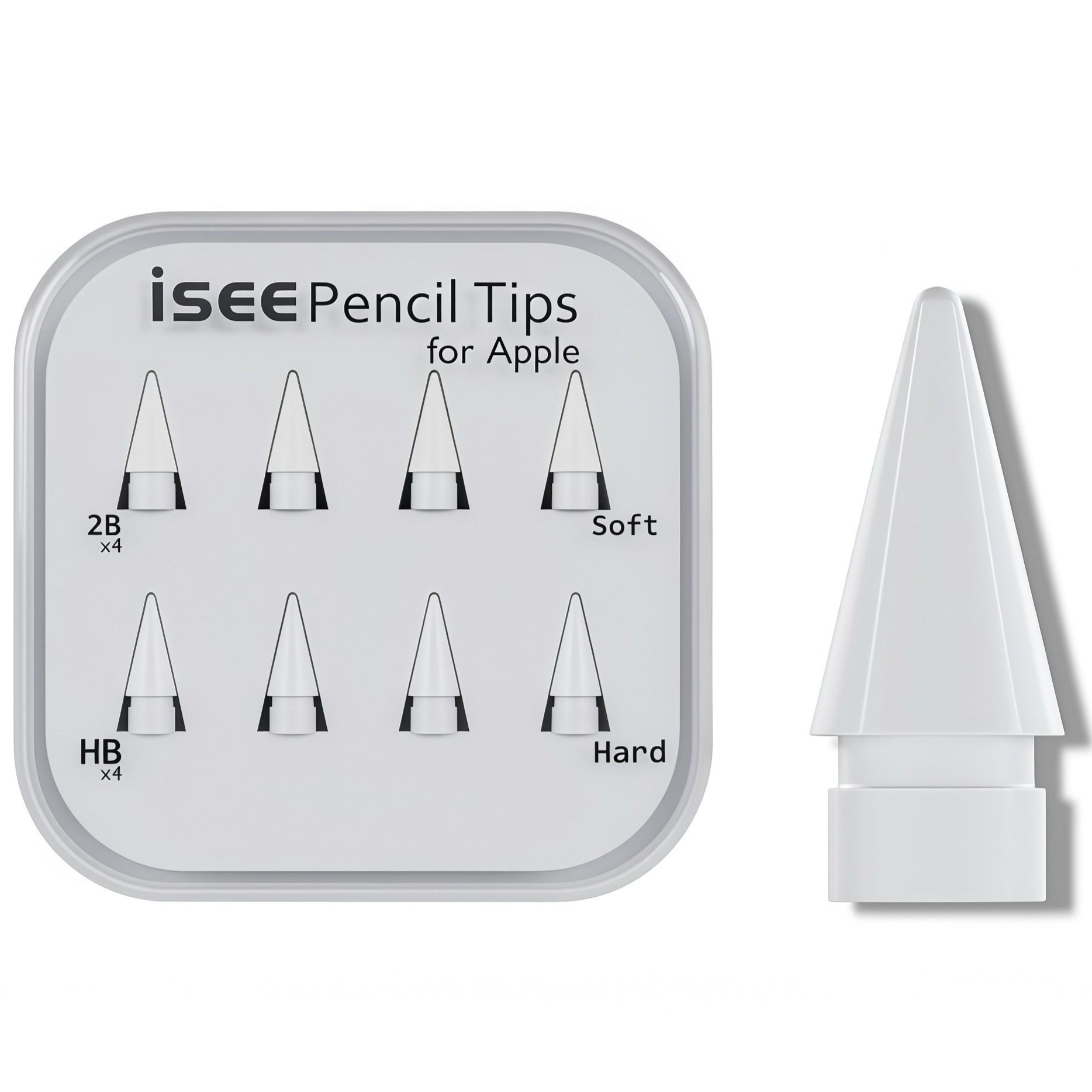 아이시(isee) 애플펜슬/애플펜슬 프로 호환 펜촉 1~4세대 2B HB 총 8개입, 1세트, 2B 4개입+HB 4개입 19,800원