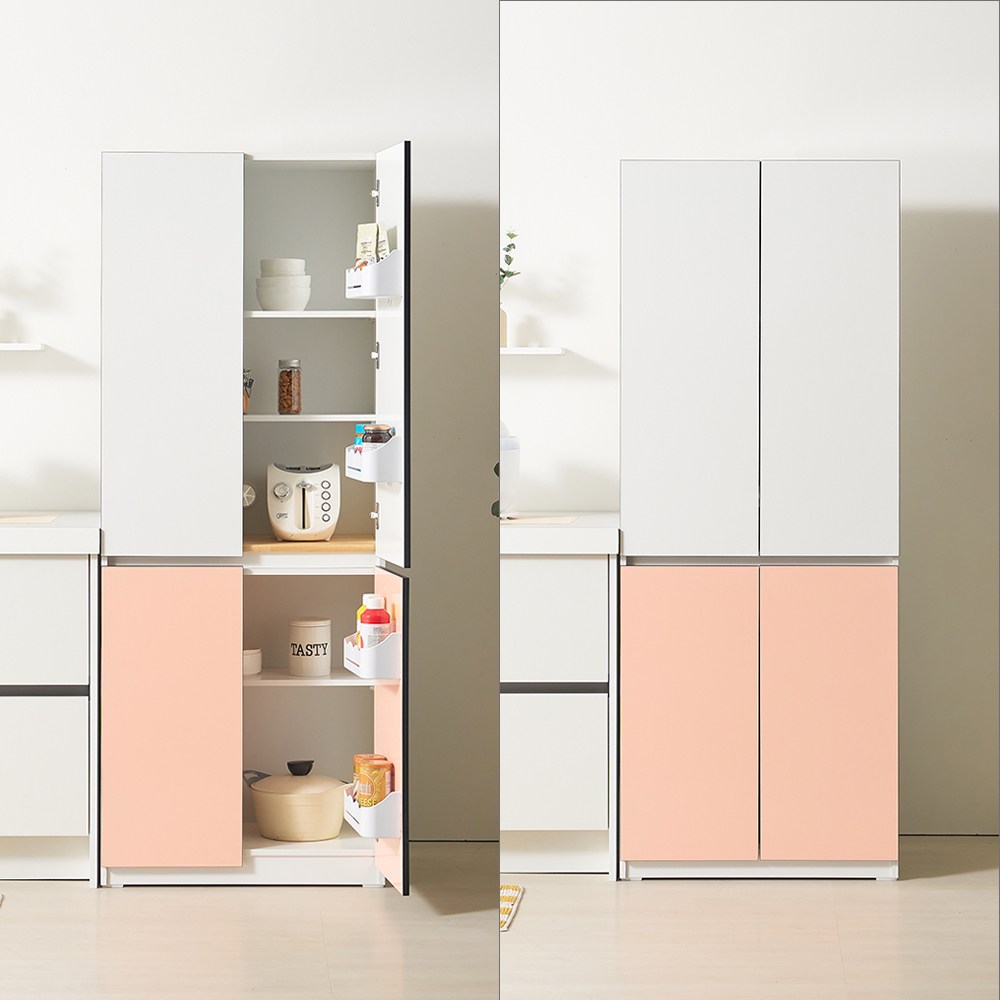 700 홈카페 수납장 냉장고도어장 (핑크), 핑크 241,000원