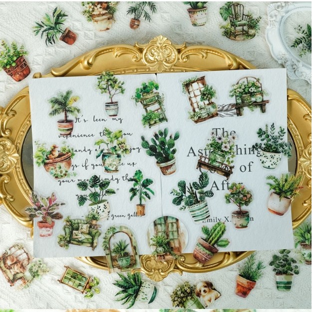 앨리스앤 빈티지 다꾸 스티커팩 녹색 식물 7,300원