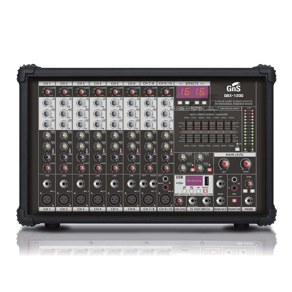 GNS 1200W 10채널 파워드믹서 앰프 내장형 오디오믹서 이펙터 USB GBX-1200 1,100,000원
