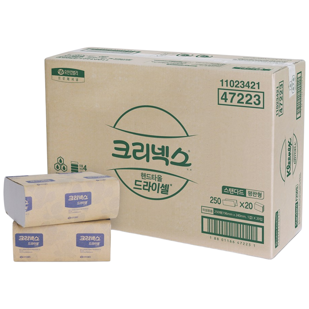 크리넥스 드라이셀 1겹 핸드타올 스탠다드 F250S, 5000매, 1세트, 1개입 37,990원