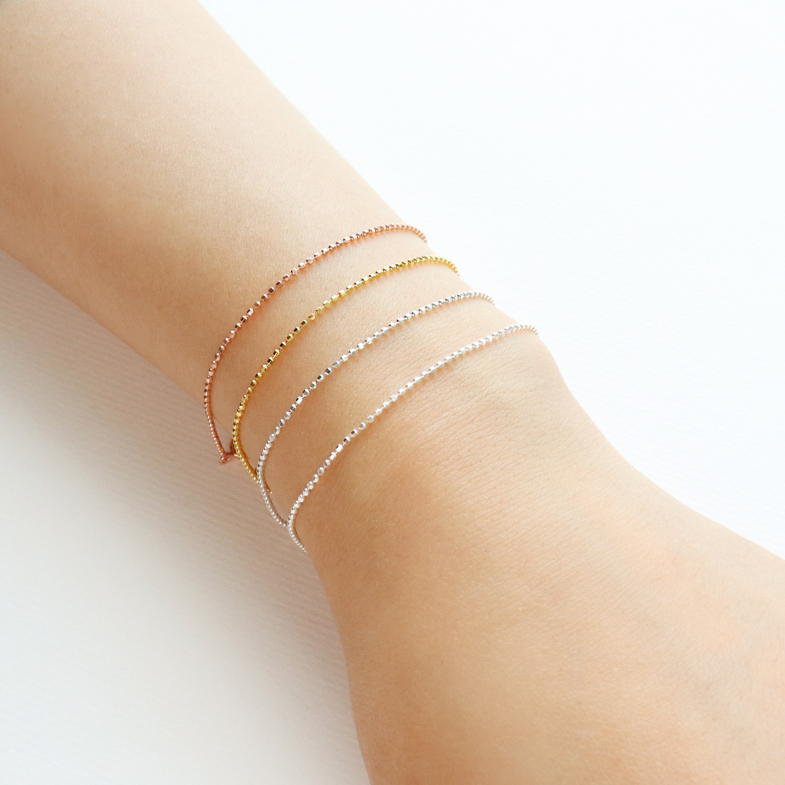 [엔비즈] 실버925 한줄팔찌 1.2mm 컷팅볼 군번줄체인 레이어드 팔찌 13,000원