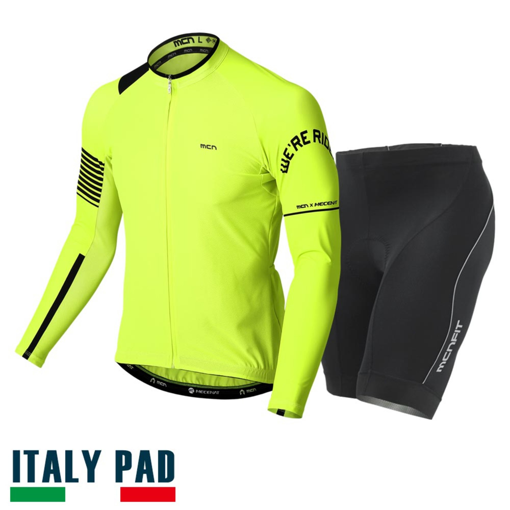 MCN 라이더 옐로우그린 긴팔저지+5부 자전거의류세트 145,000원