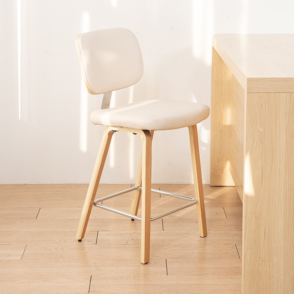 모드 홈바의자 높은 아일랜드 식탁의자 가죽 우드 바텐, 1개, 60cm베이지 93,900원