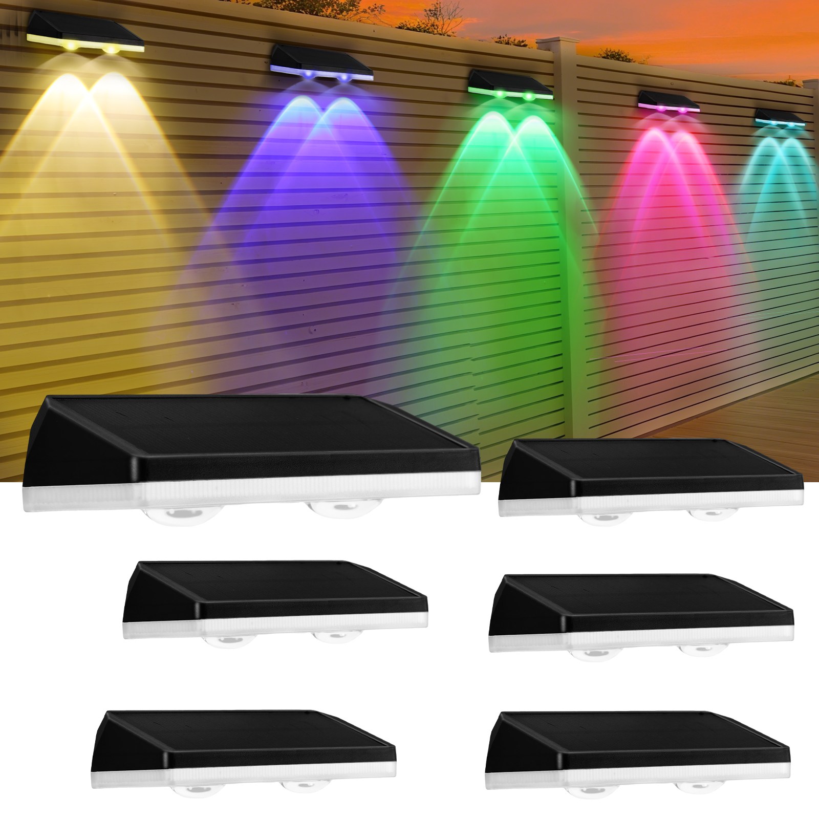 6개의 태양광 충전식 옥외 울타리 rgb 조명-방수 led 태양광 벽등, 정원, 테라스, 보드 조명, 흰색 38,000원