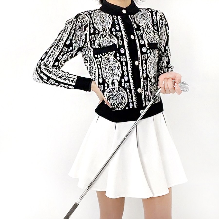 투솜 여성골프가디건 여자 봄 가을골프웨어 엔티크 퍼프소매 가디건 간절기 봄 도톰 신축성 유니크가디건 38,140원