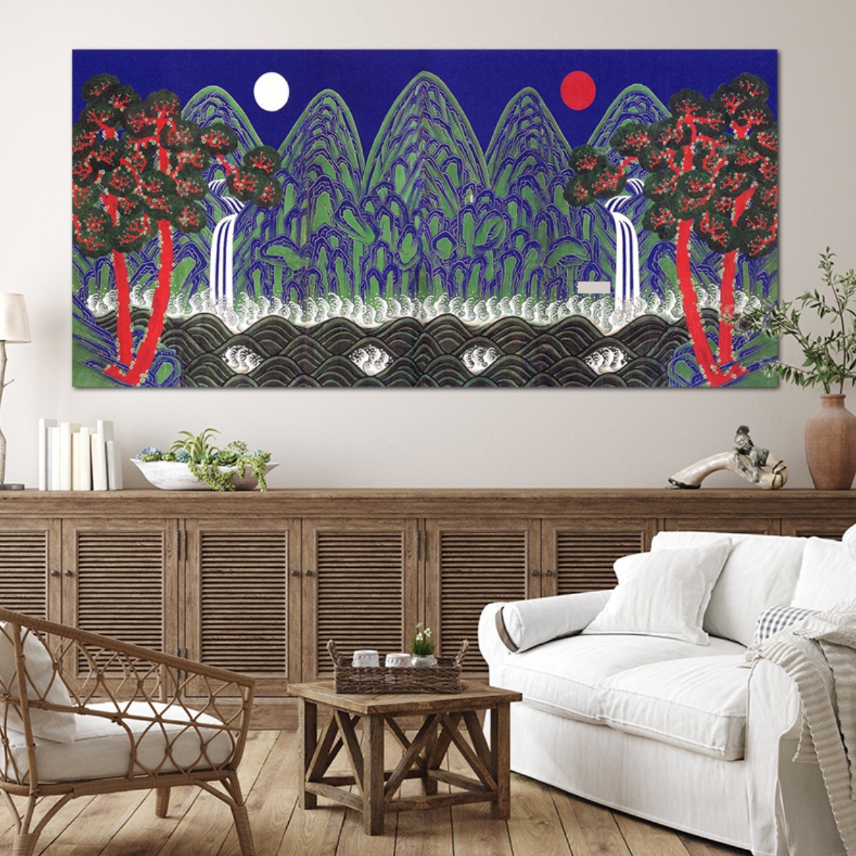 갤러리츠 일월오봉도 한국화 풍수 돈들어오는 그림 거실 안방 침실, 1개 45,750원