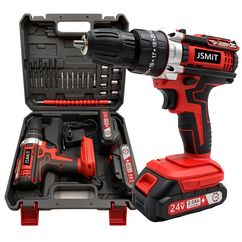 JSMiT 독일기술 24V 무선 전동 드릴 드라이버 고급형 충전 전기 드릴 고급형 베터리 배터리 공구 풀세트, 1개 99,000원