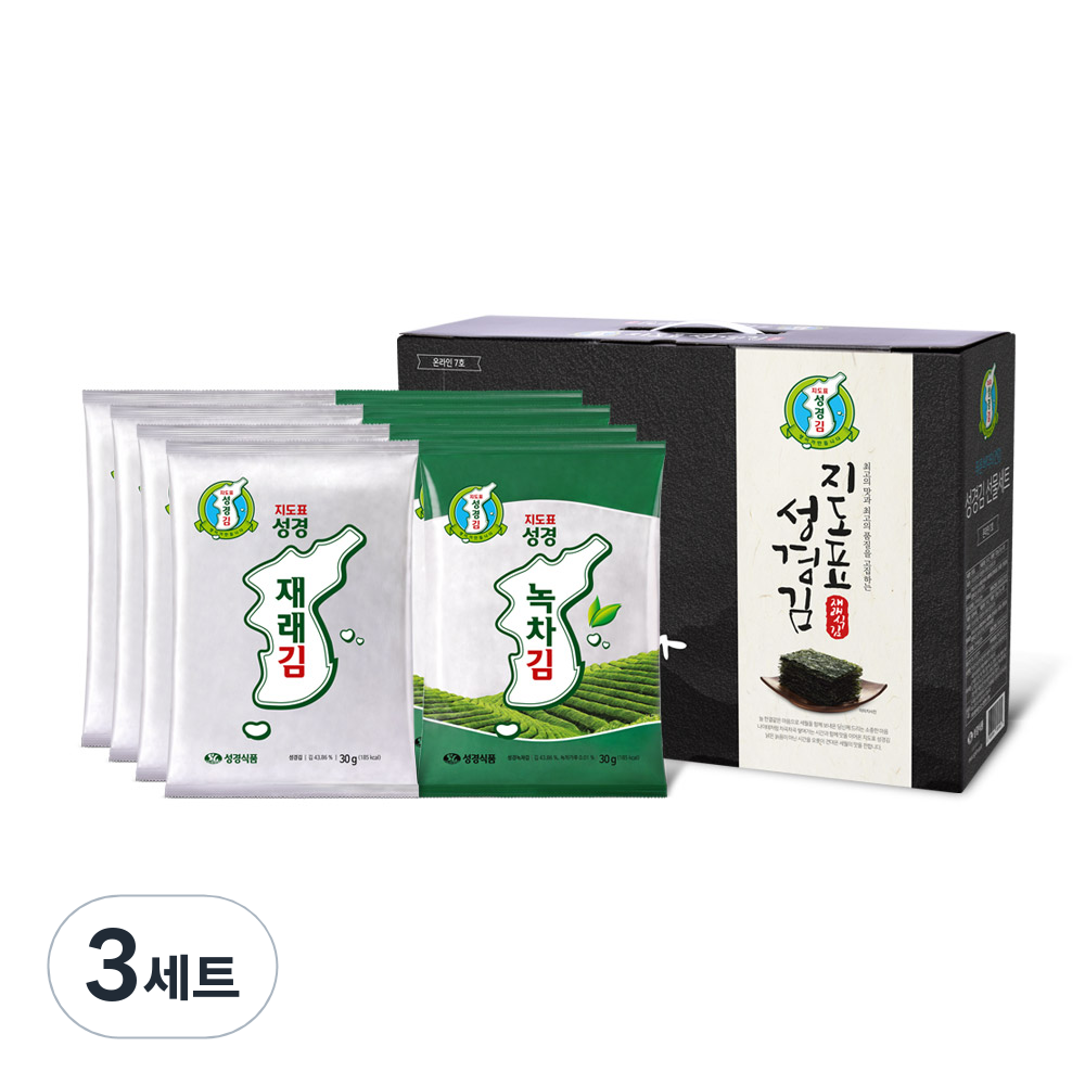 지도표성경 재래식 전장김 30g x 4p + 녹차 전장김 30g x 4p 세트 46,800원