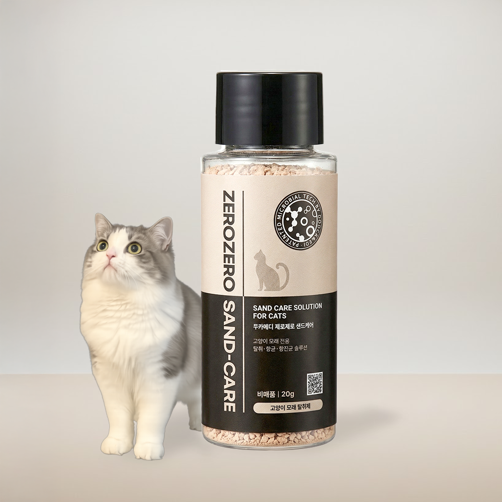 두카메디 제로제로 샌드케어 포 캣 고양이 모래 냄새 탈취 냄새제거제 샘플 체험팩, 현재가 1,500원