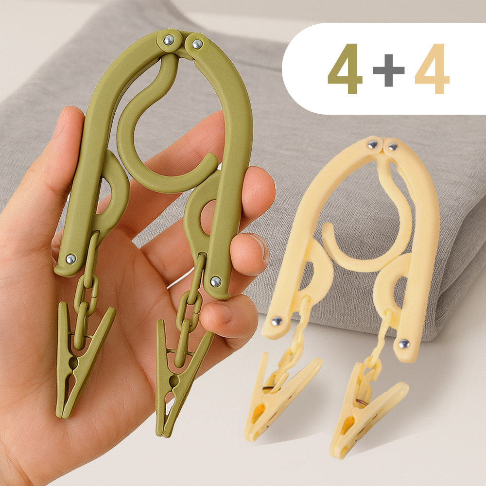 라모네트 여행용 한 손 사이즈 접이식 집게 옷걸이, 8개, 그린+베이지 14,080원