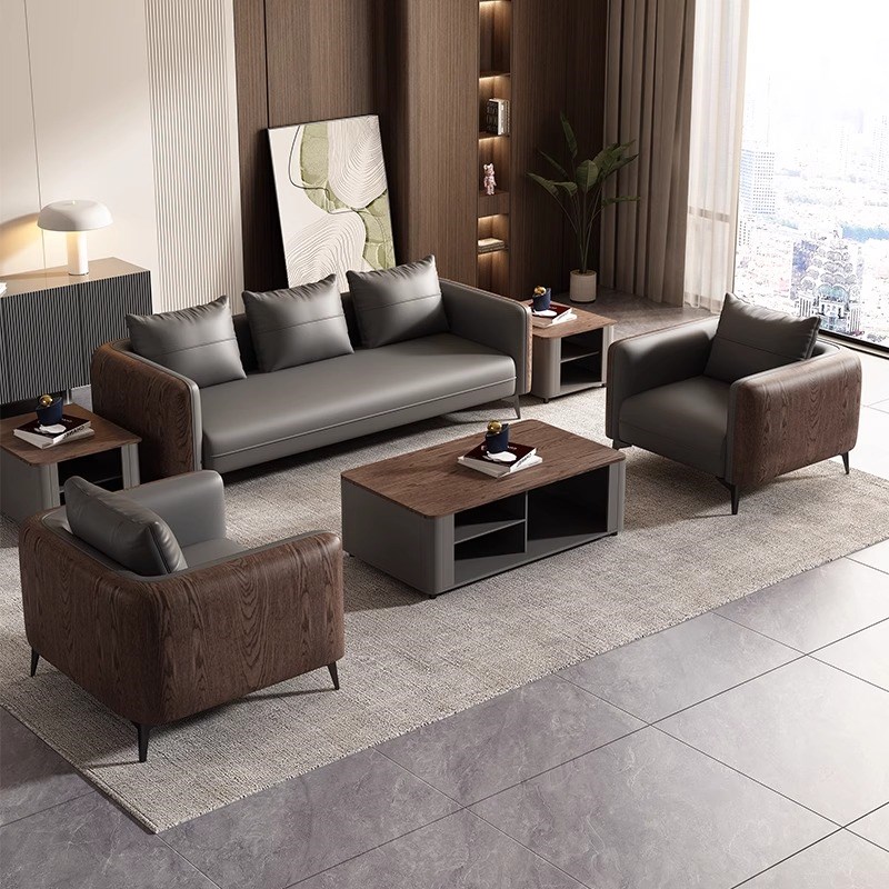 컴포렌스 편안한 사무실 소파 대표실 회사 응접 중역용 로비 부동산, 다크 그레이 + 다크 우드 169,320원