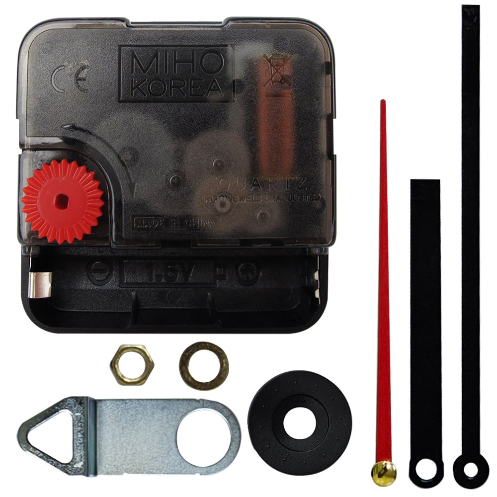 미호코리아 무소음 무브먼트+철재고리+와샤+너트 +고무패드+시계바늘 세트 벽시계 부품 모터 부속 부속품 QUARTZ 6,600원