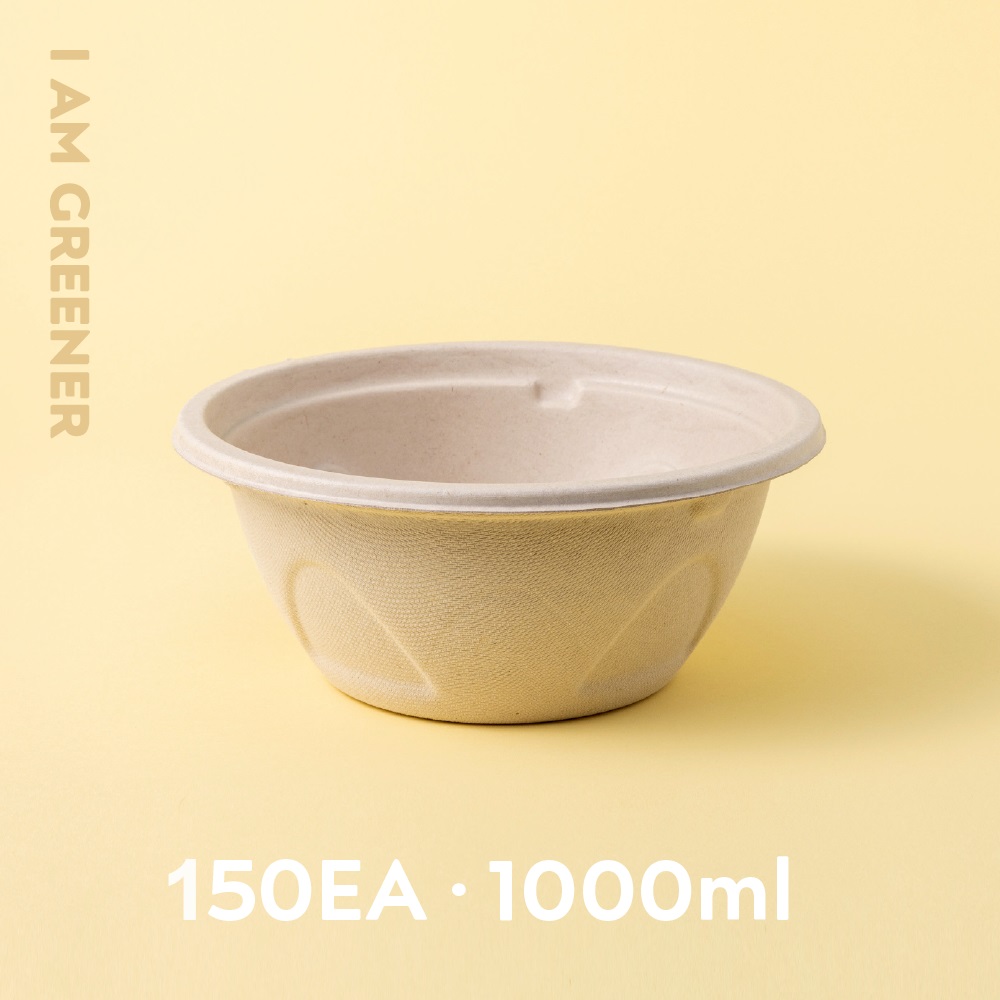 아이엠그리너 생분해 밀짚 원형 펄프 용기 + 뚜껑 세트 1000ml, 3개, 50세트 52,500원