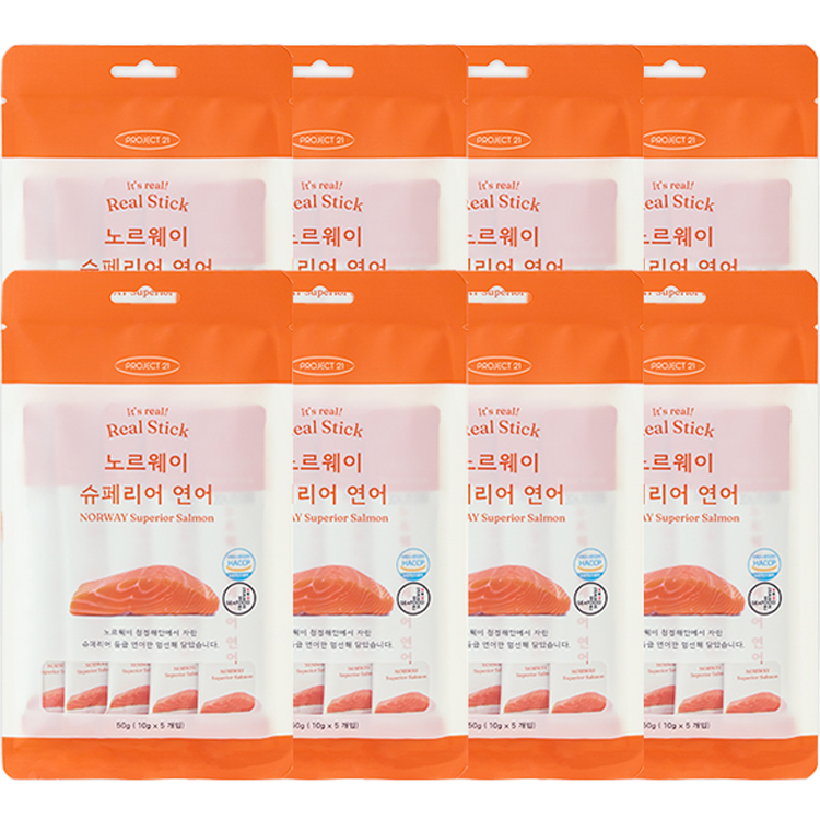 프로젝트21 반려동물 리얼스틱 짜먹는 짜먹는 간식 간식, 연어, 50g, 8개 38,000원