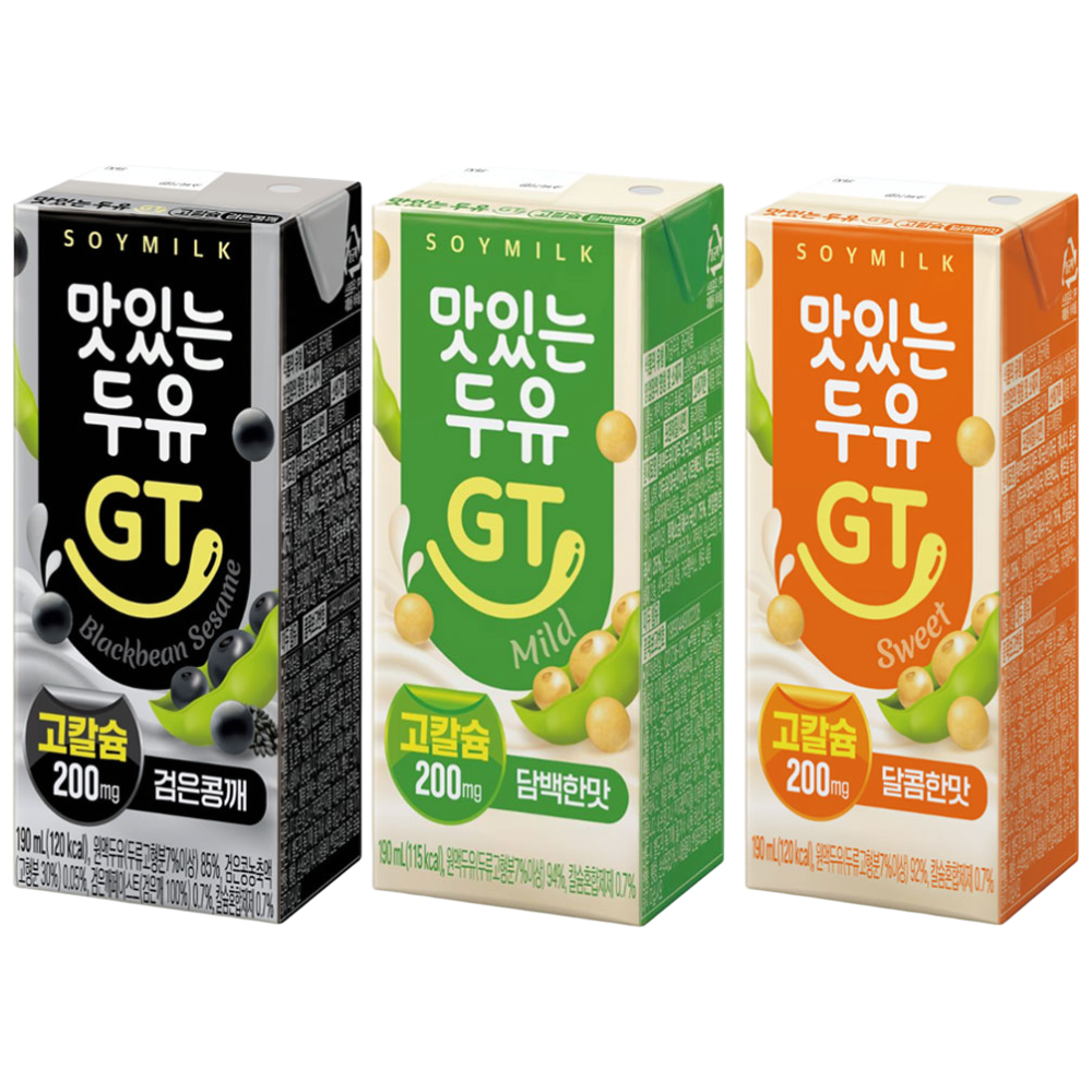 맛있는두유 GT 고칼슘 검은콩깨 담백한맛 달콤한맛 3가지맛, 190ml, 36개 19,180원