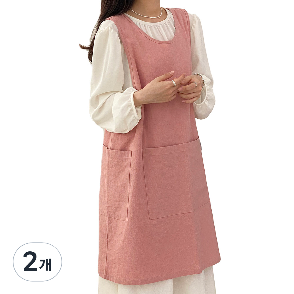 한스데이 단추형 미니트임 린넨 앞치마 53,800원