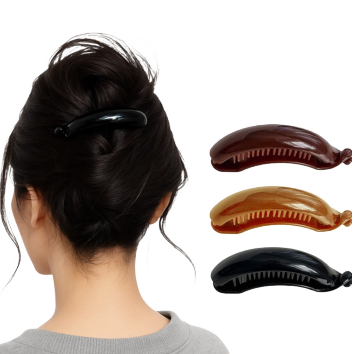 데일로엔 여성 헤어 유광 집게 바나나 머리 핀 악세사리 3종 세트 4,000원