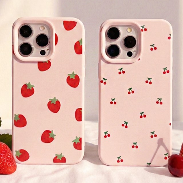 쁘띠마켓 딸기 체리 과일 패턴 아이폰 실리콘 젤리 케이스 6,900원
