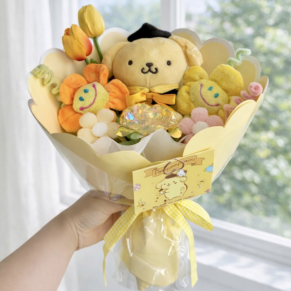 한정수량 산리오학사모 튤립 가방고리 인형꽃다발 졸업선물 축하선물 생일선물 재롱잔치 학예회 선물 17,500원