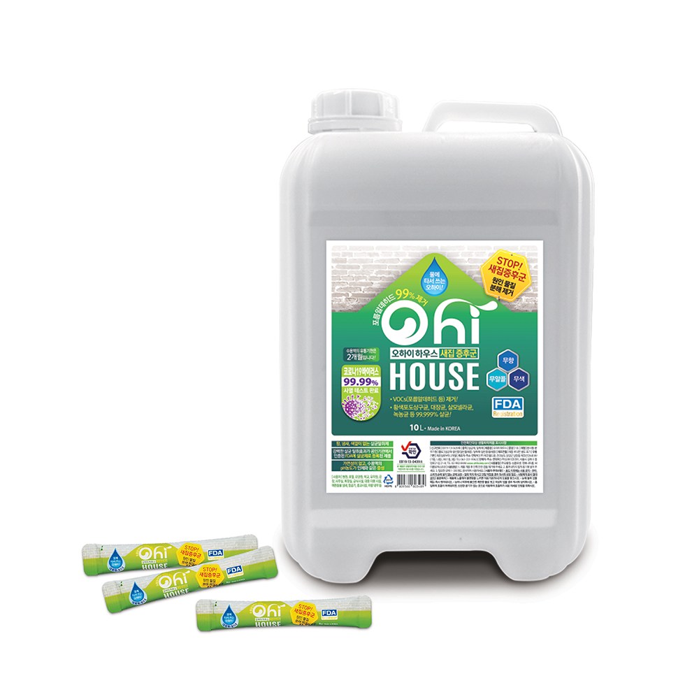 오하이하우스 새집증후군 제거제 대용량 10L(5g 분말 1포)+10L 용 용기 70,000원