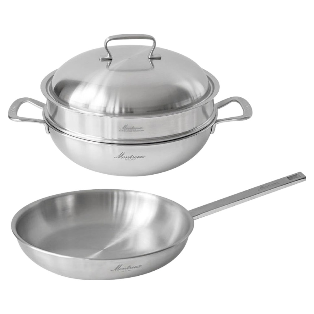 몬트렉스 인덕션 316 통 5중 궁중찜기 + 스텐 프라이팬 세트 2개 358,900원